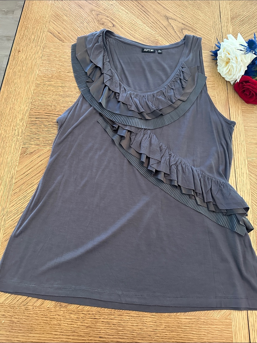 Apt. 9 Charcoal Gray Ruffle Sleeveless Tank